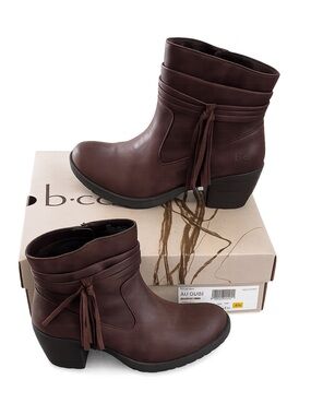 Chunky B.O.C. Fringe Ankle Boots - Brown - 9
